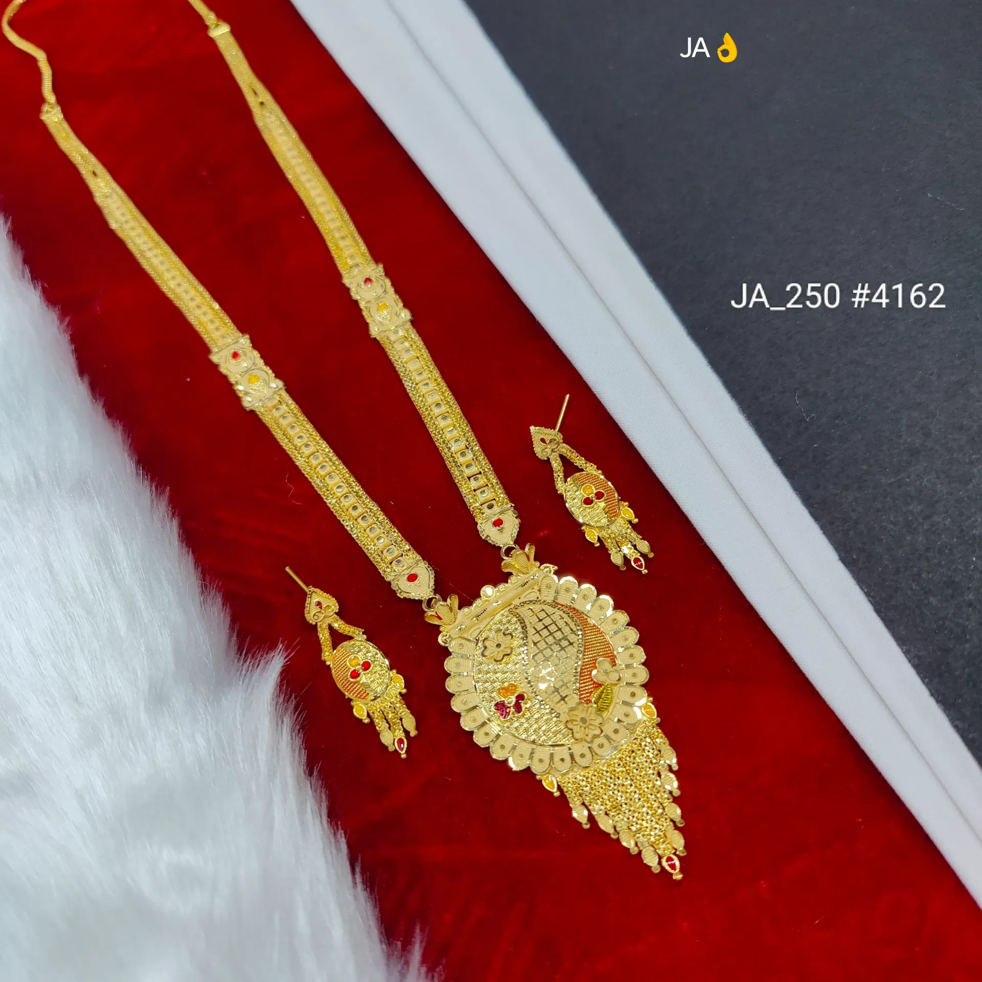 Women's 1 Gram Gold Plated Rani Haar Set DN-4162