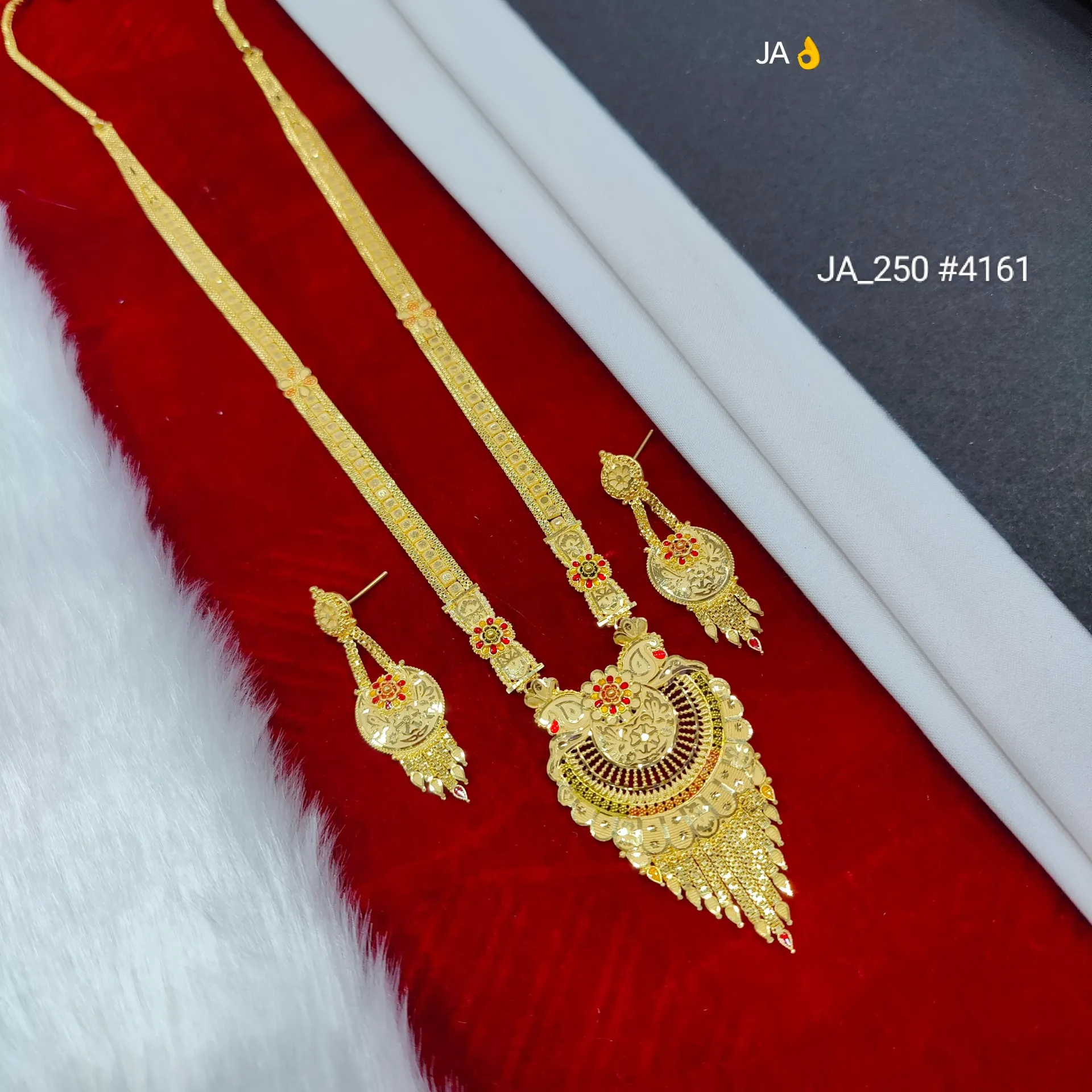 Women's 1 Gram Gold Plated Rani Haar Set DN-4161