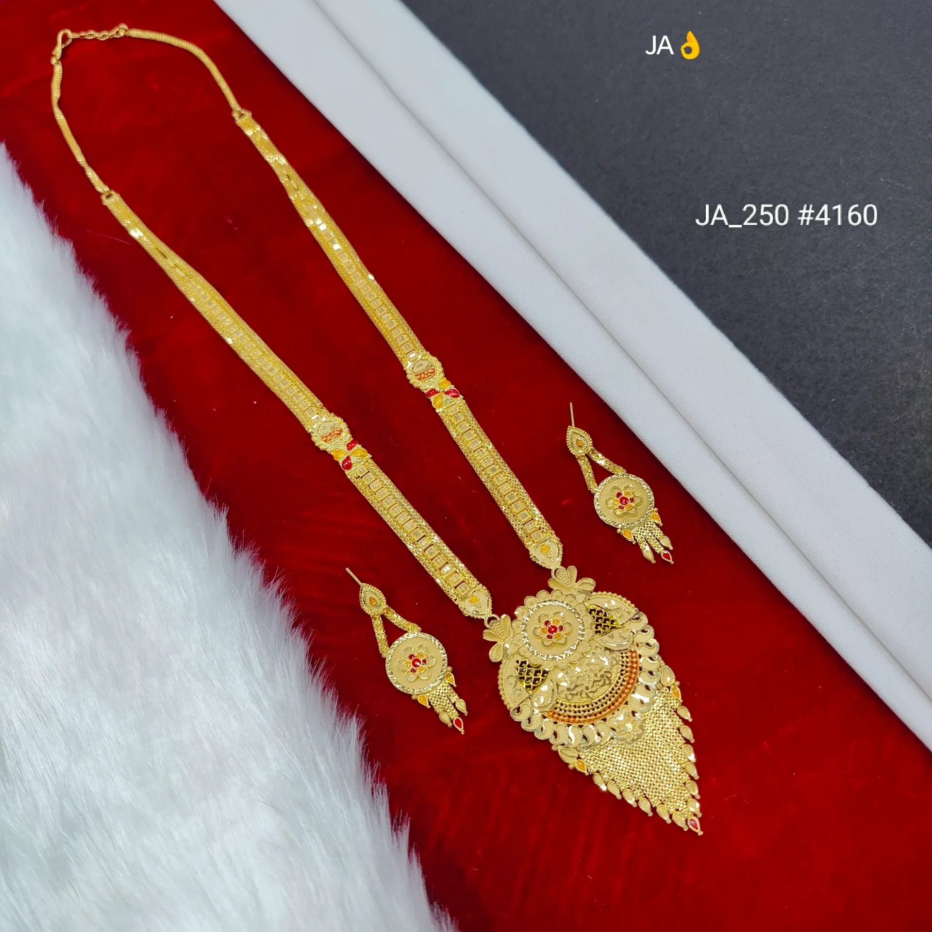 Women's 1 Gram Gold Plated Rani Haar Set DN-4160
