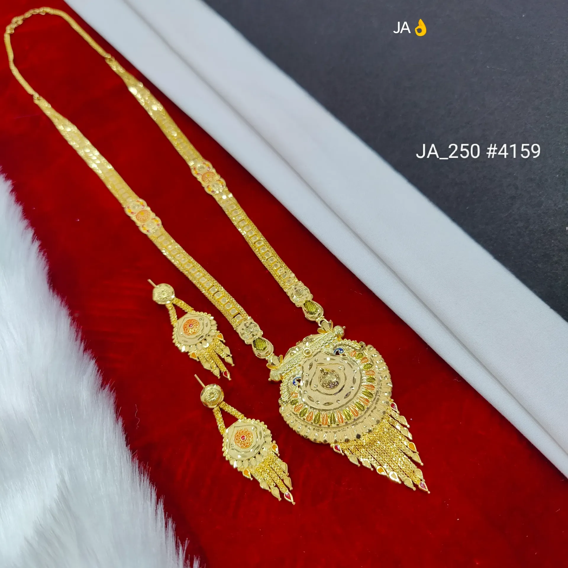 Women's 1 Gram Gold Plated Rani Haar Set DN-4159