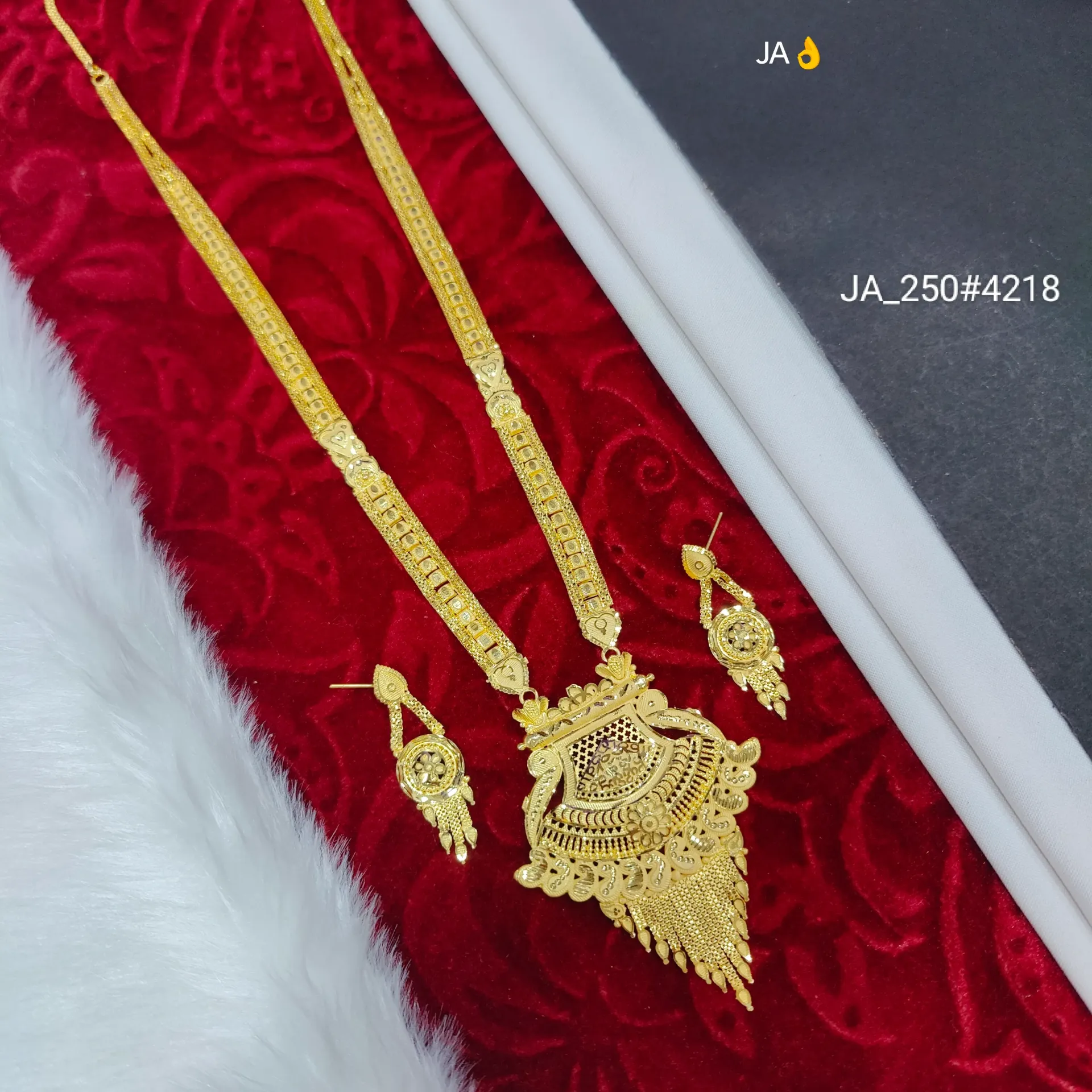 Women's 1 Gram Gold Plated Rani Haar Set DN-4218