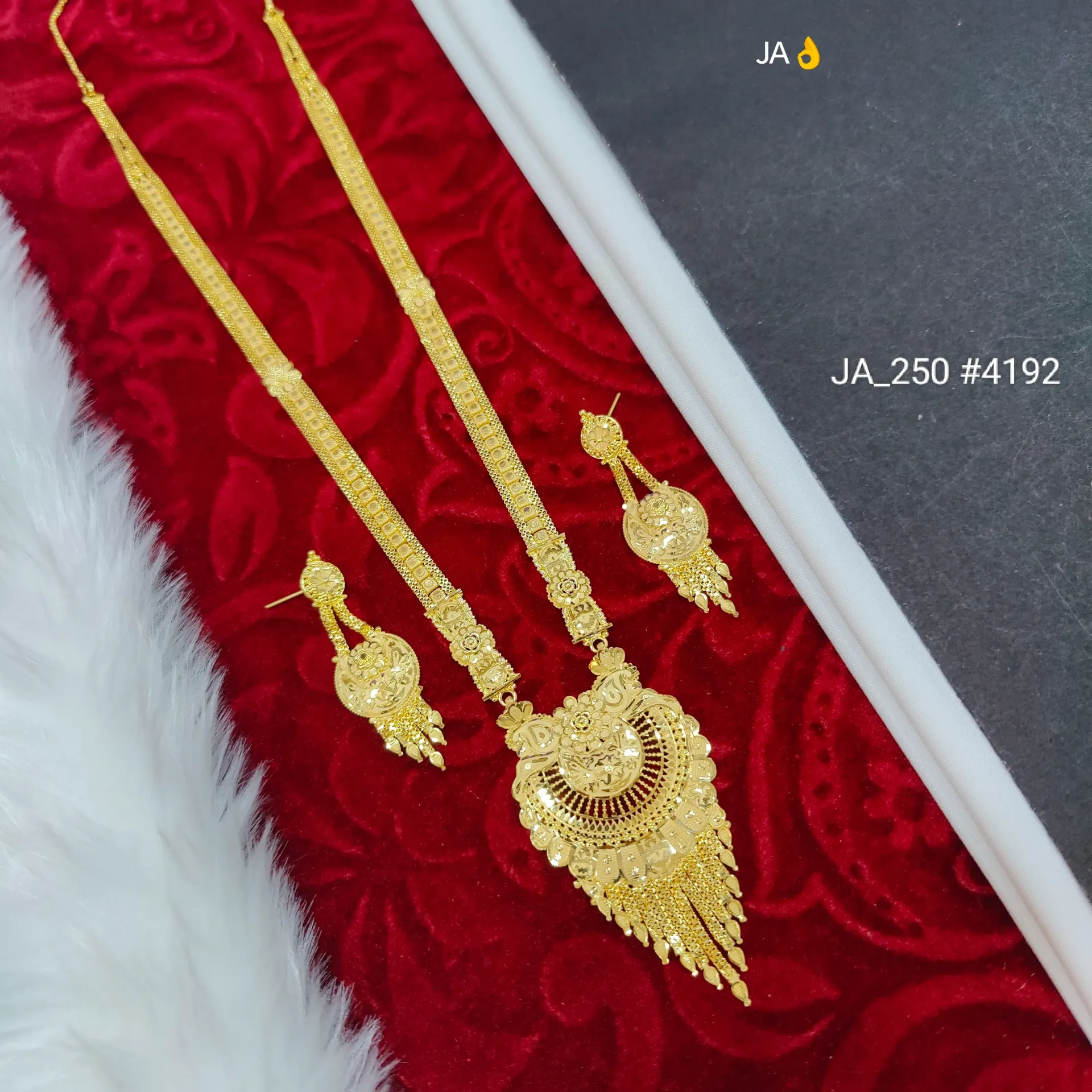 Women's 1 Gram Gold Plated Designer Rani Haar Set  DN-4192