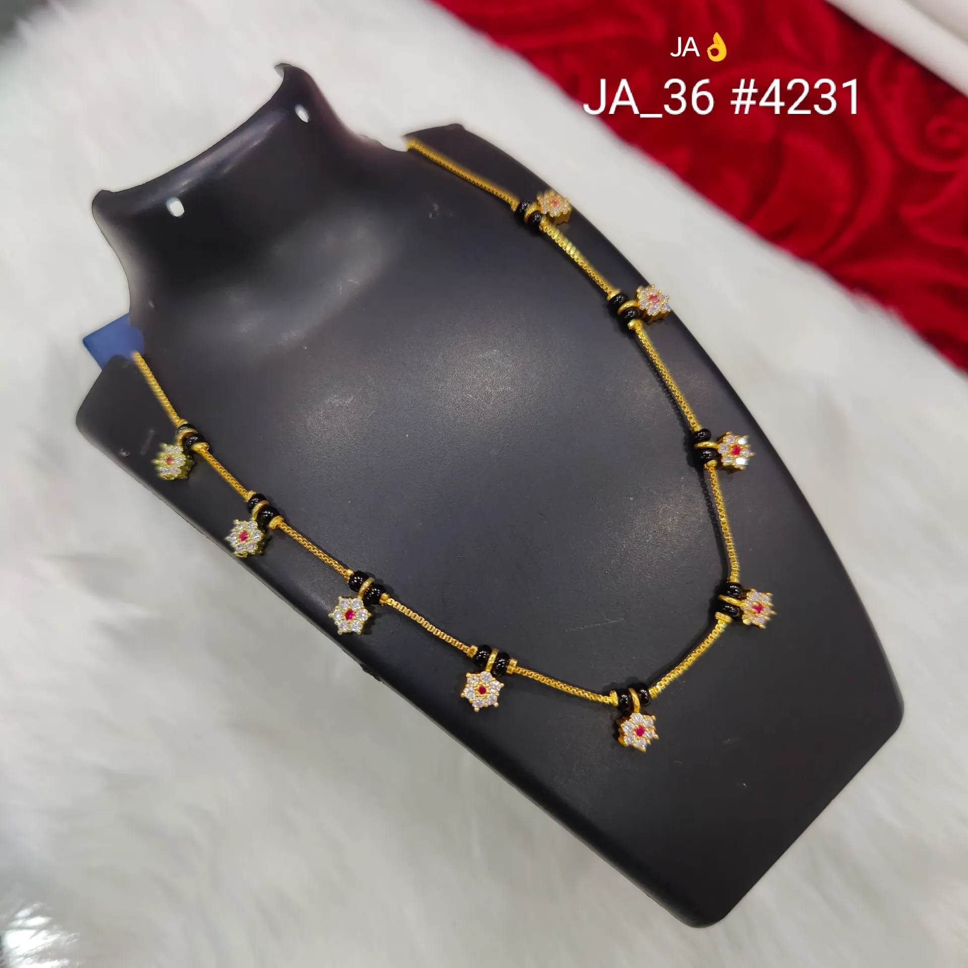 Women's Gold Plated Floral CZ Mangalsutra DN-4231