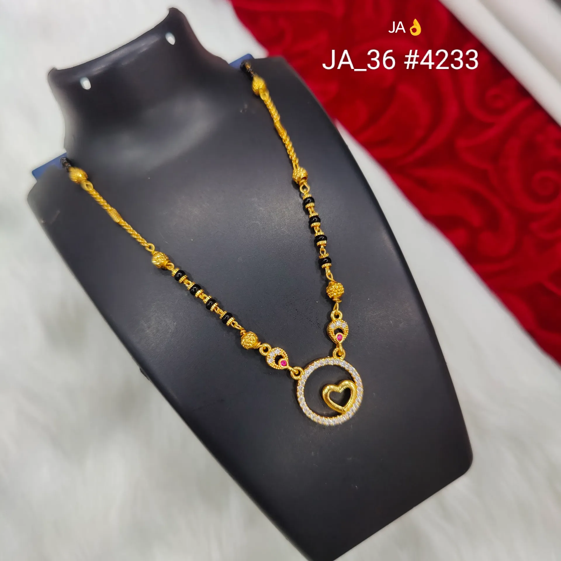 Women's Gold Plated Heart Circle  Mangalsutra DN-4233