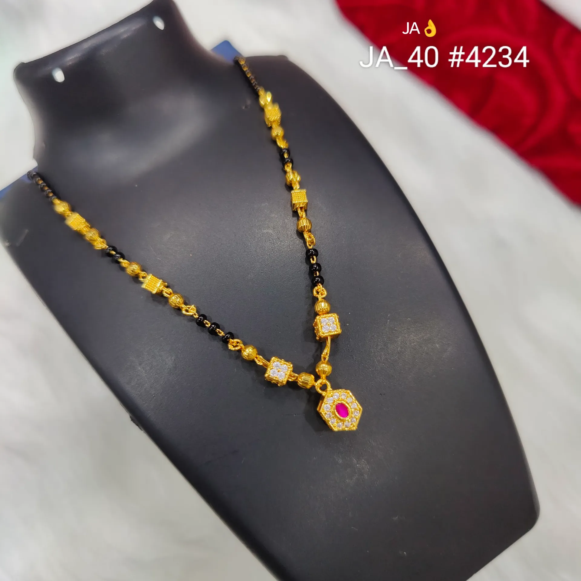 Women's Gold Plated CZ Hexagon Mangalsutra DN-4234