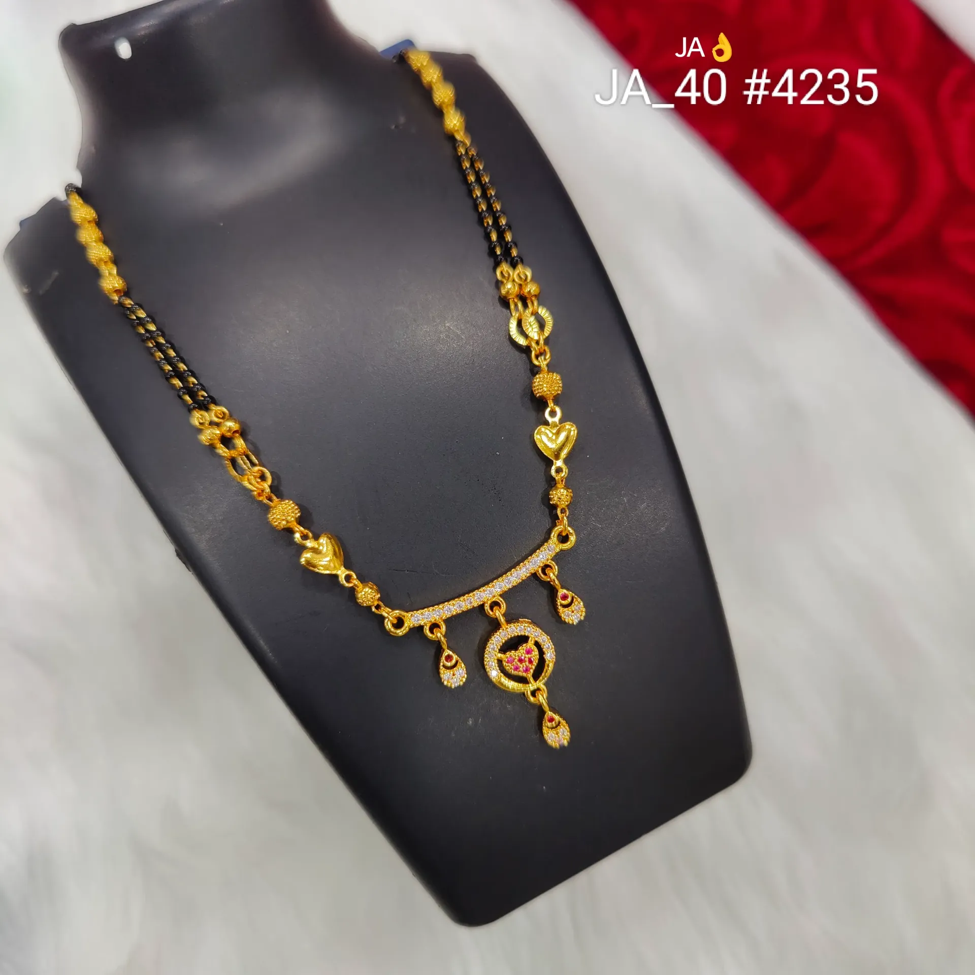 Women's Gold Plated Designer Heart CZ Mangalsutra  DN-4235