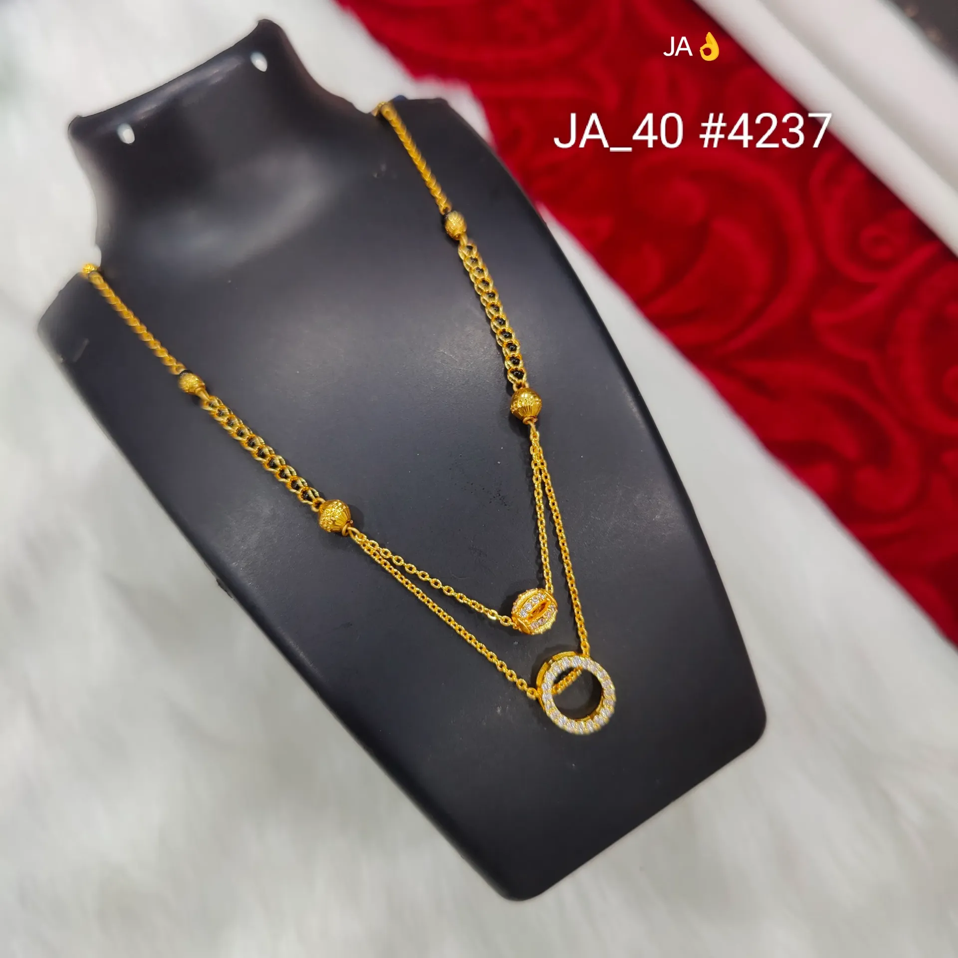 Women's Gold Plated Double Circle  Mangalsutra DN-4237