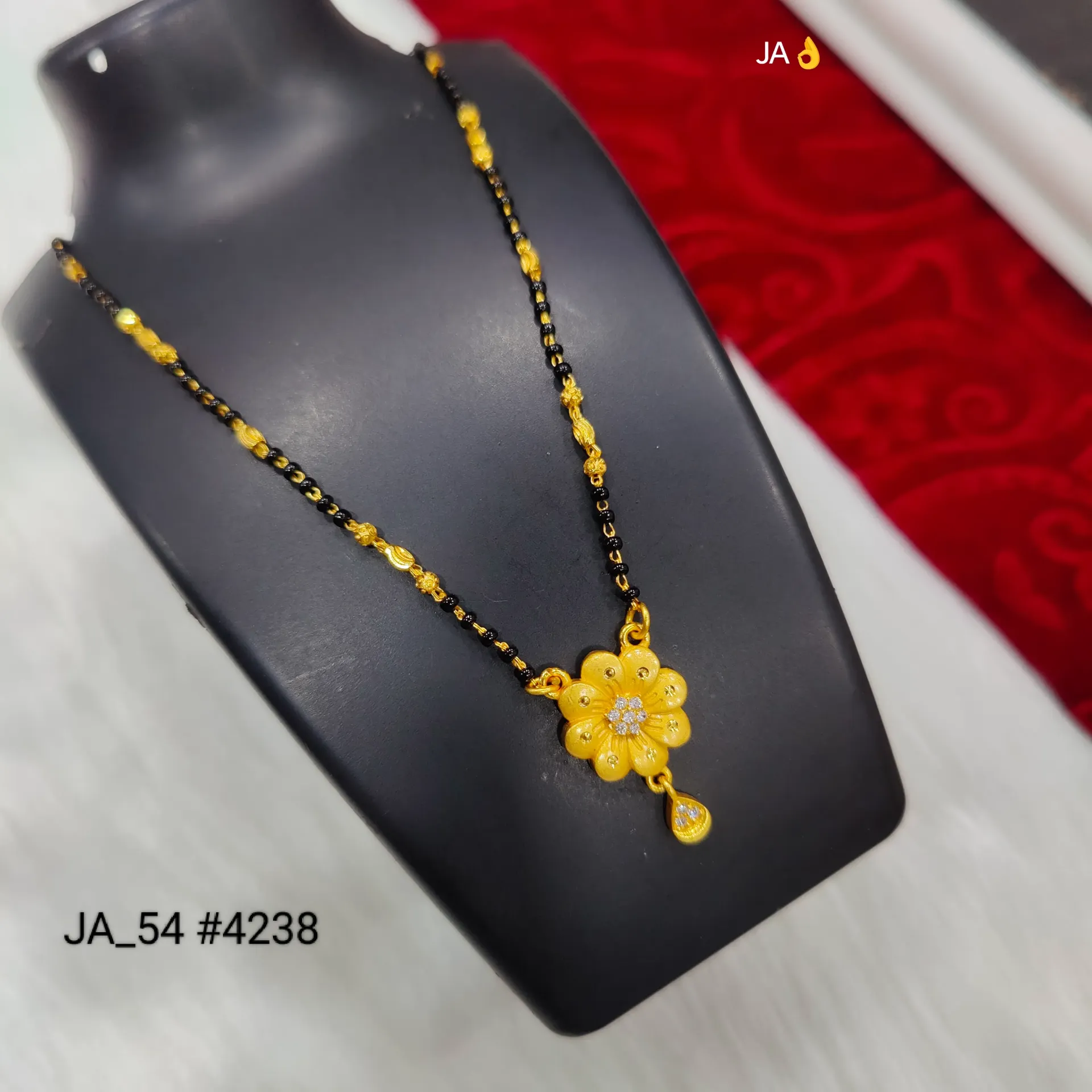 Women's Gold Plated Floral CZ Mangalsutra DN-4238