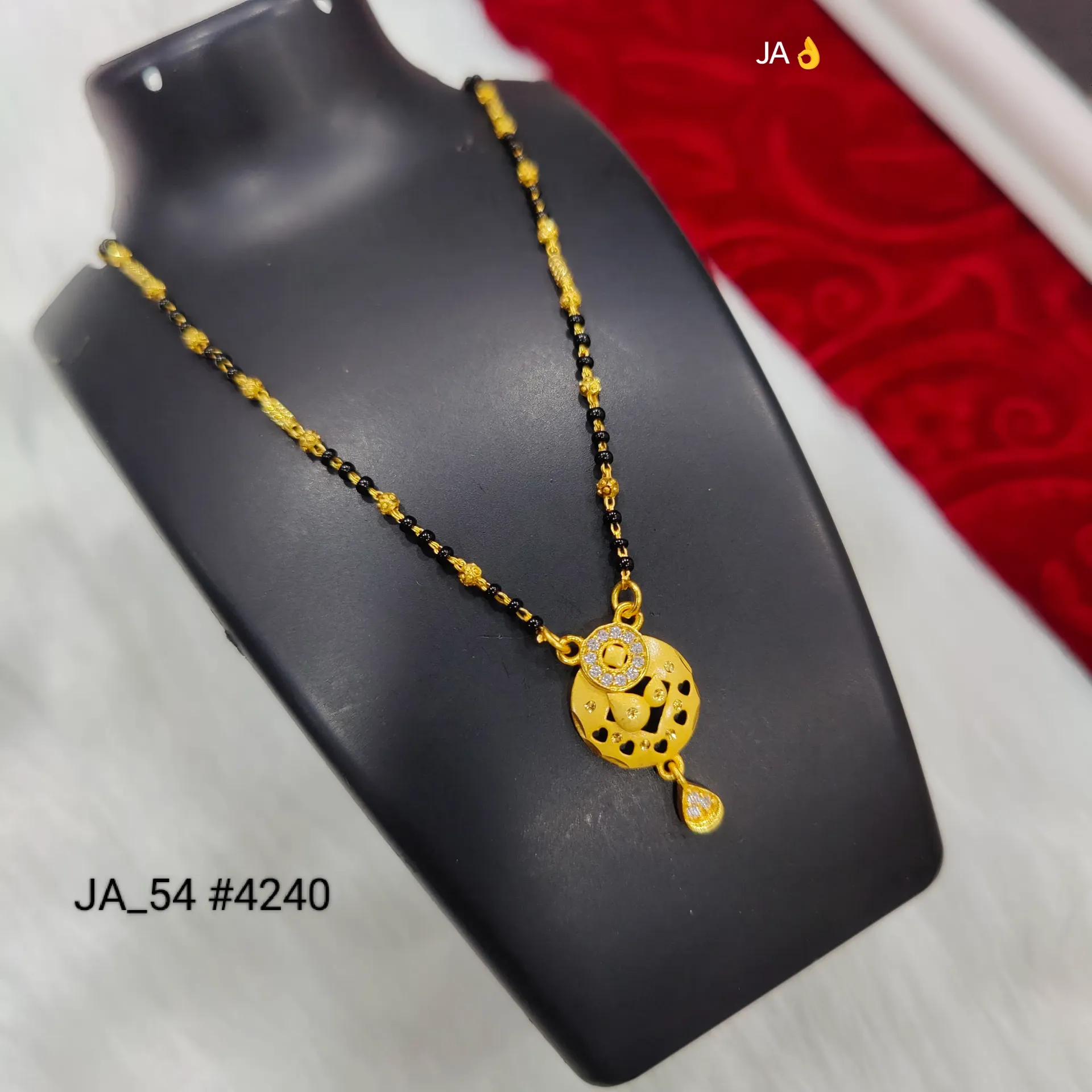 Women's Gold Plated CZ Floral Cutwork Mangalsutra DN-4240