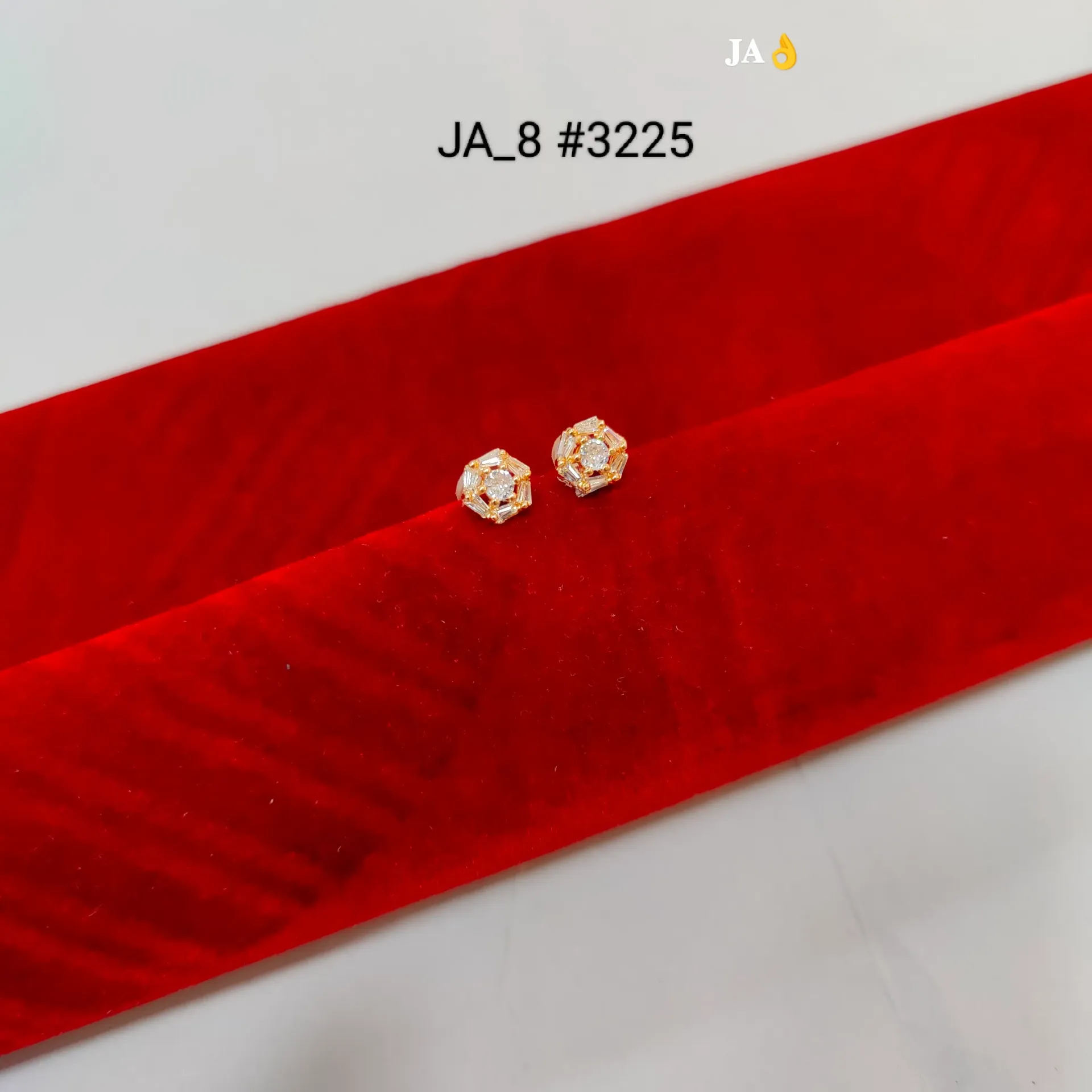 1 Gram Gold Plated Geometric Crystal Stud Earrings DN-3225