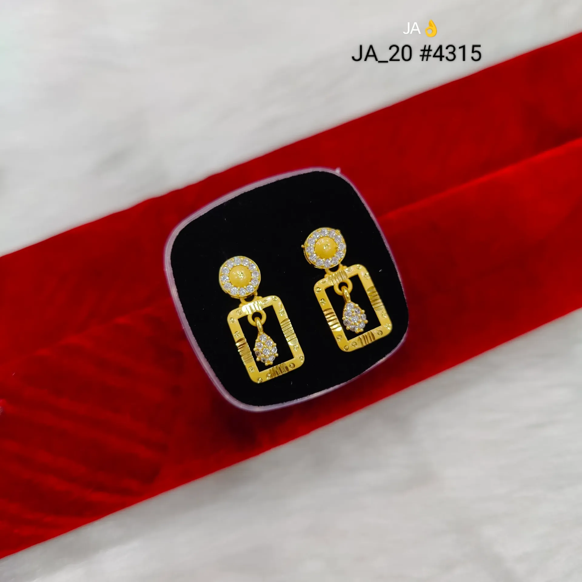 Women’s Gold Plated Rectangular Drop Earrings DN-4315