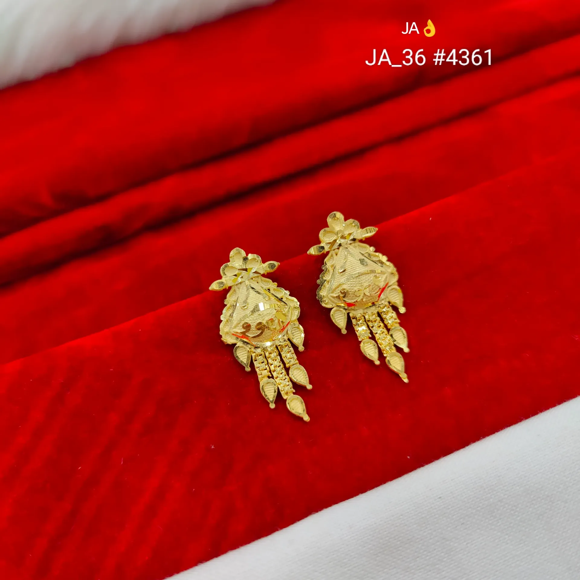 Gold Tone Floral Peacock-Inspired Drop Earrings DN-4361