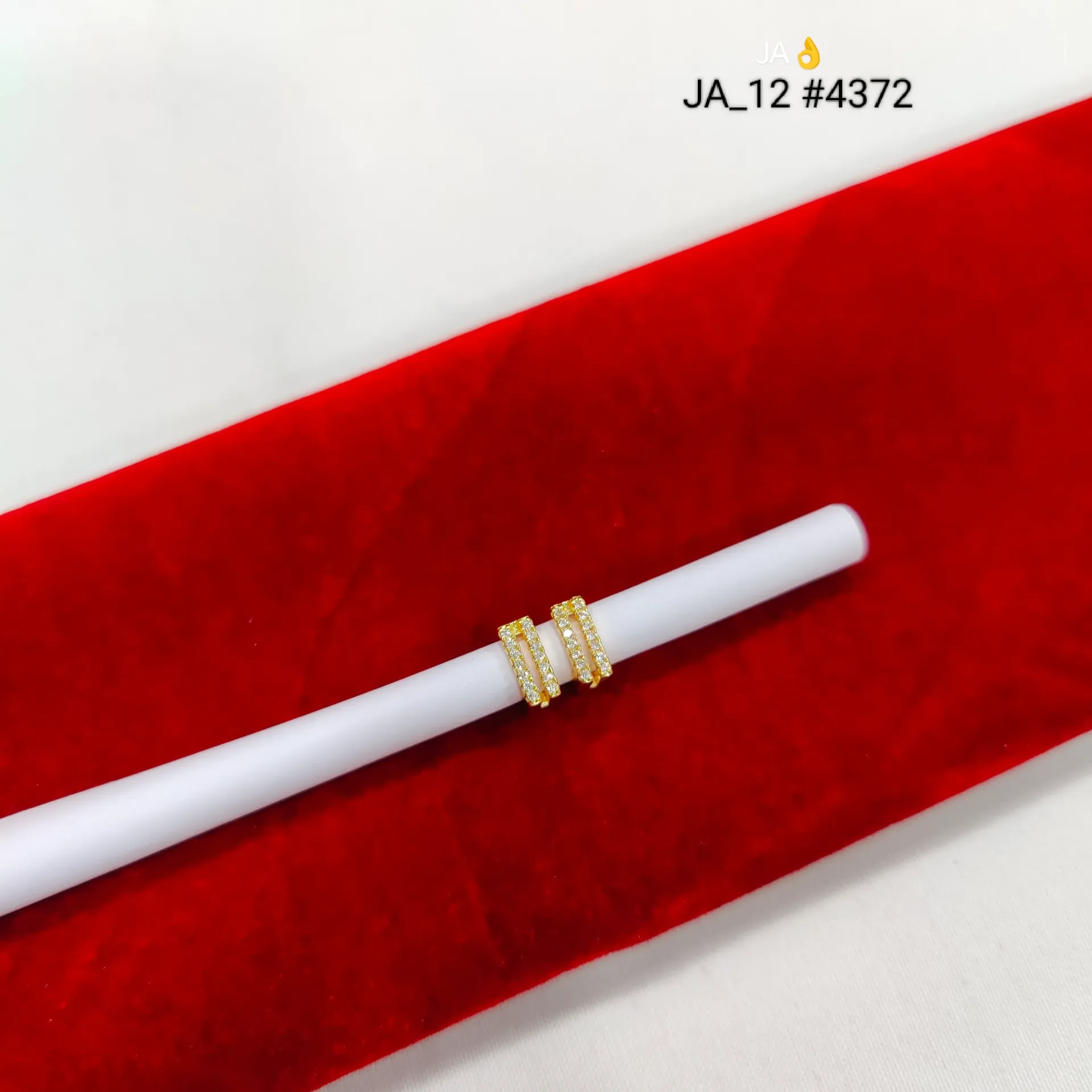 Gold Tone Rectangular Stud Hoop Earrings DN-4372