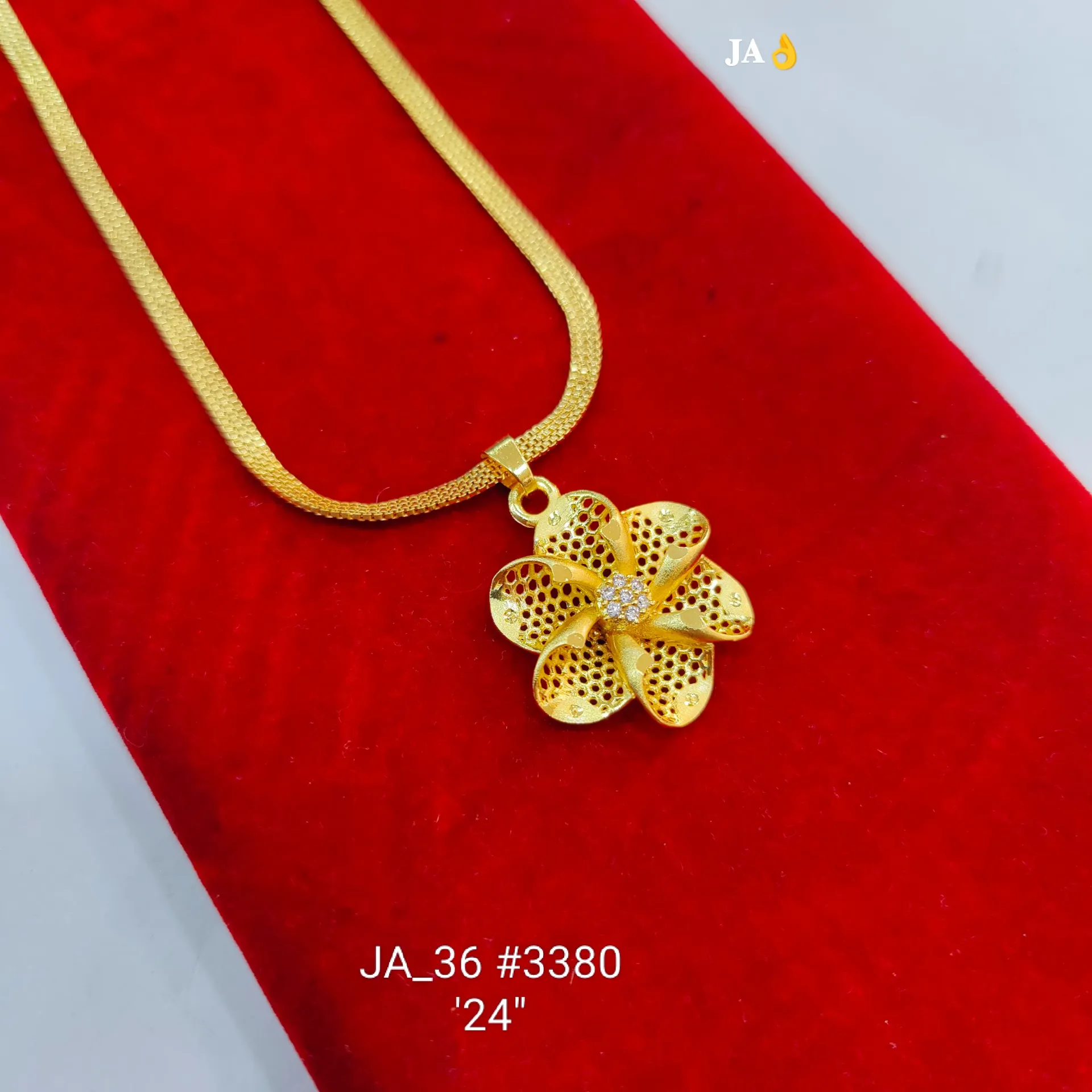 : 1 Gram Gold Plated Floral Pendant Chain DN-3380