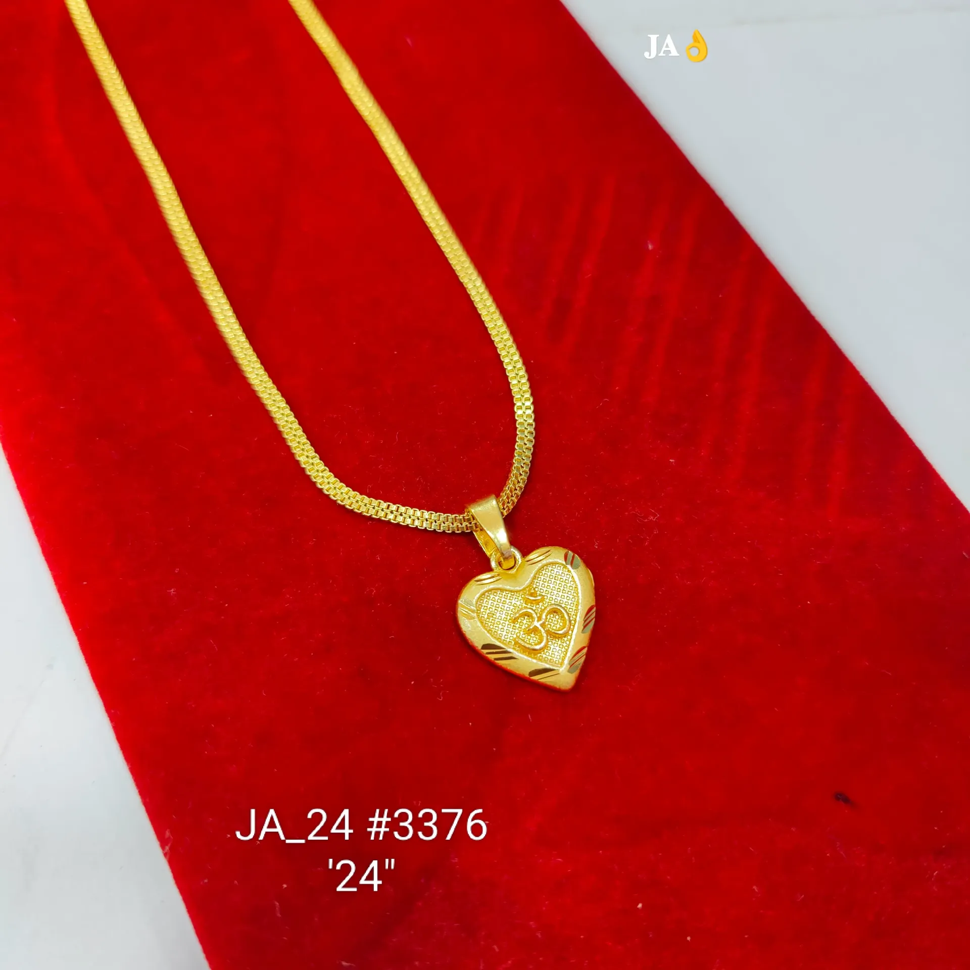 1 Gram Gold Plated Om Heart Pendant Chain DN-3376