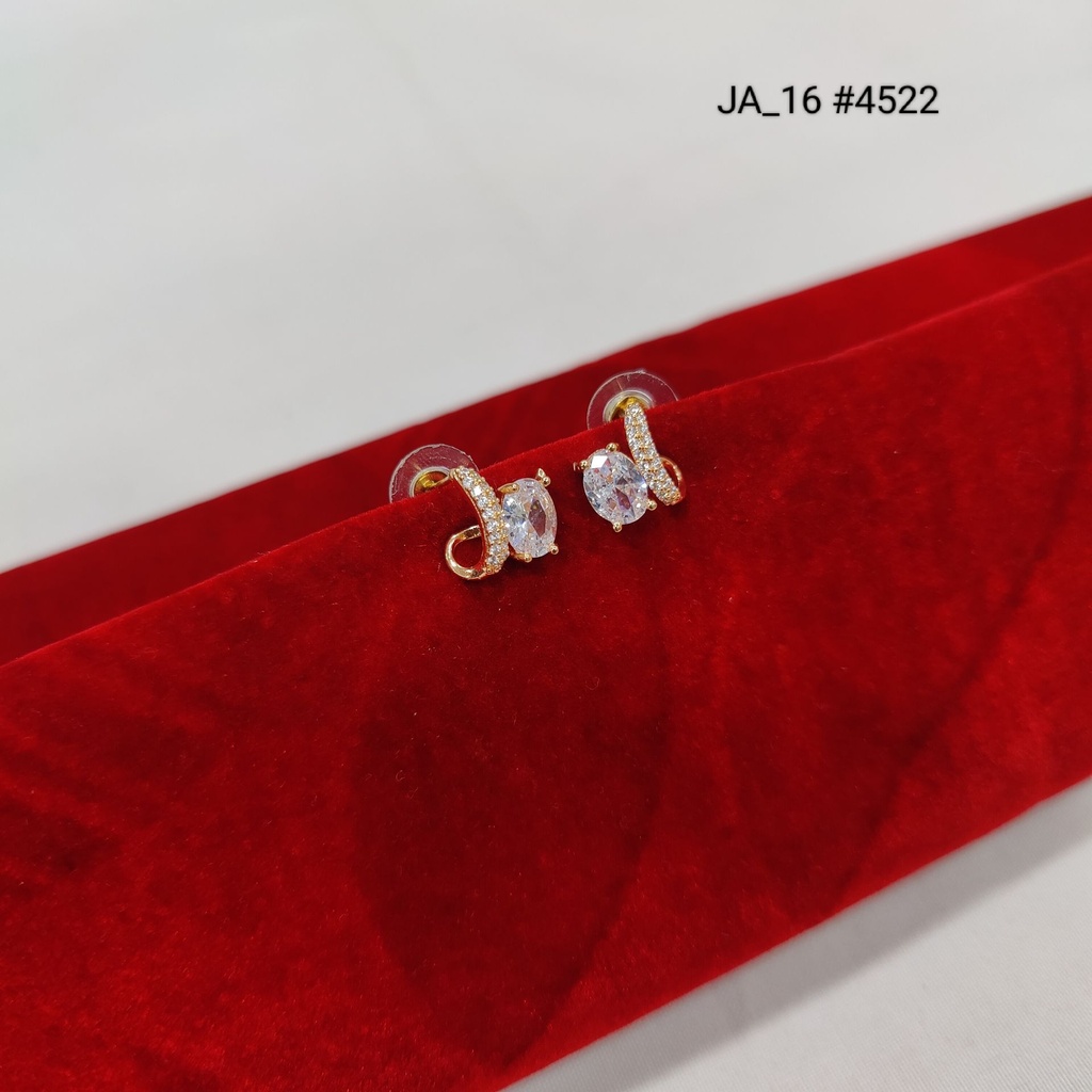 1 Gram Gold Plated Oval Stone Earrings DN-4522