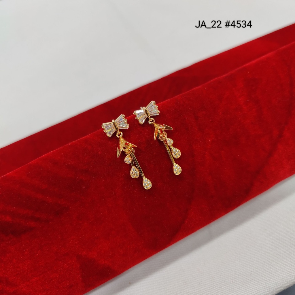 1 Gram Gold Plated Bow Crystal Earrings DN-4534