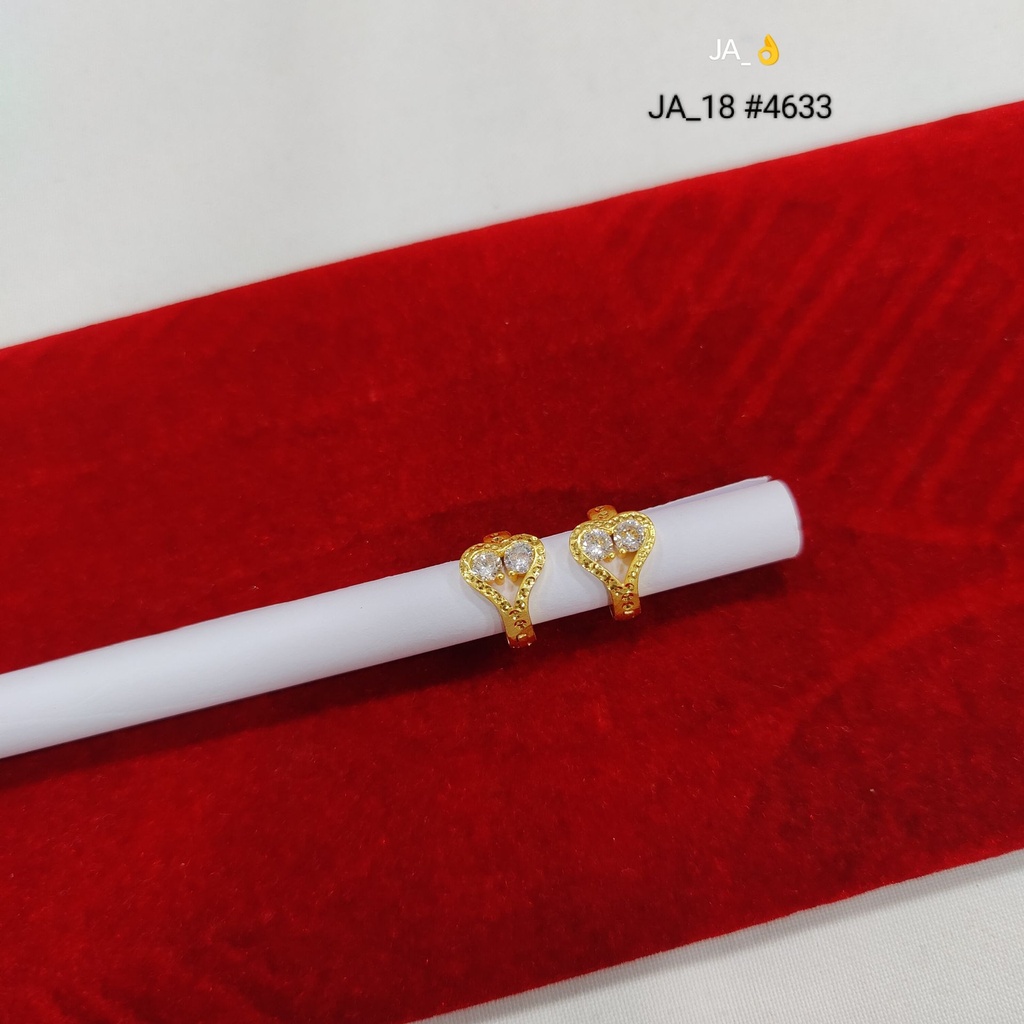 Gold Plated Heart Stone Hoop Earrings DN-4633