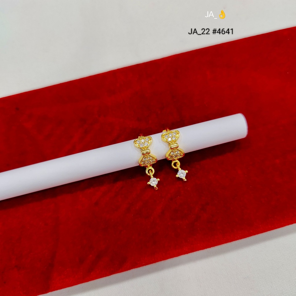 Gold Plated Heart & Bow Drop Earrings DN-4641