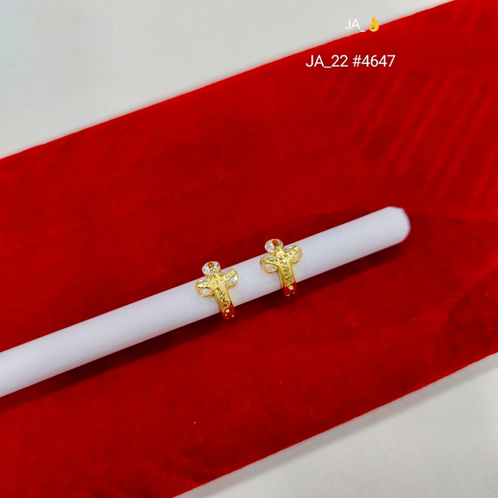 Gold Plated Floral Cross Stud Earrings  DN-4647