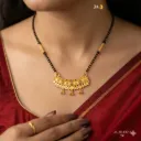 Traditional Gold Mangalsutra Pendant Necklace – Floral Arc Design DN-3016 "24"