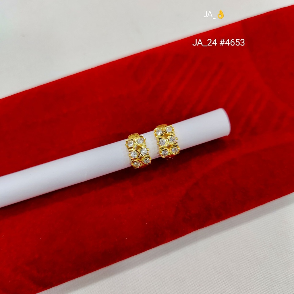 Gold Plated Floral Stone Hoop Earrings DN-4653