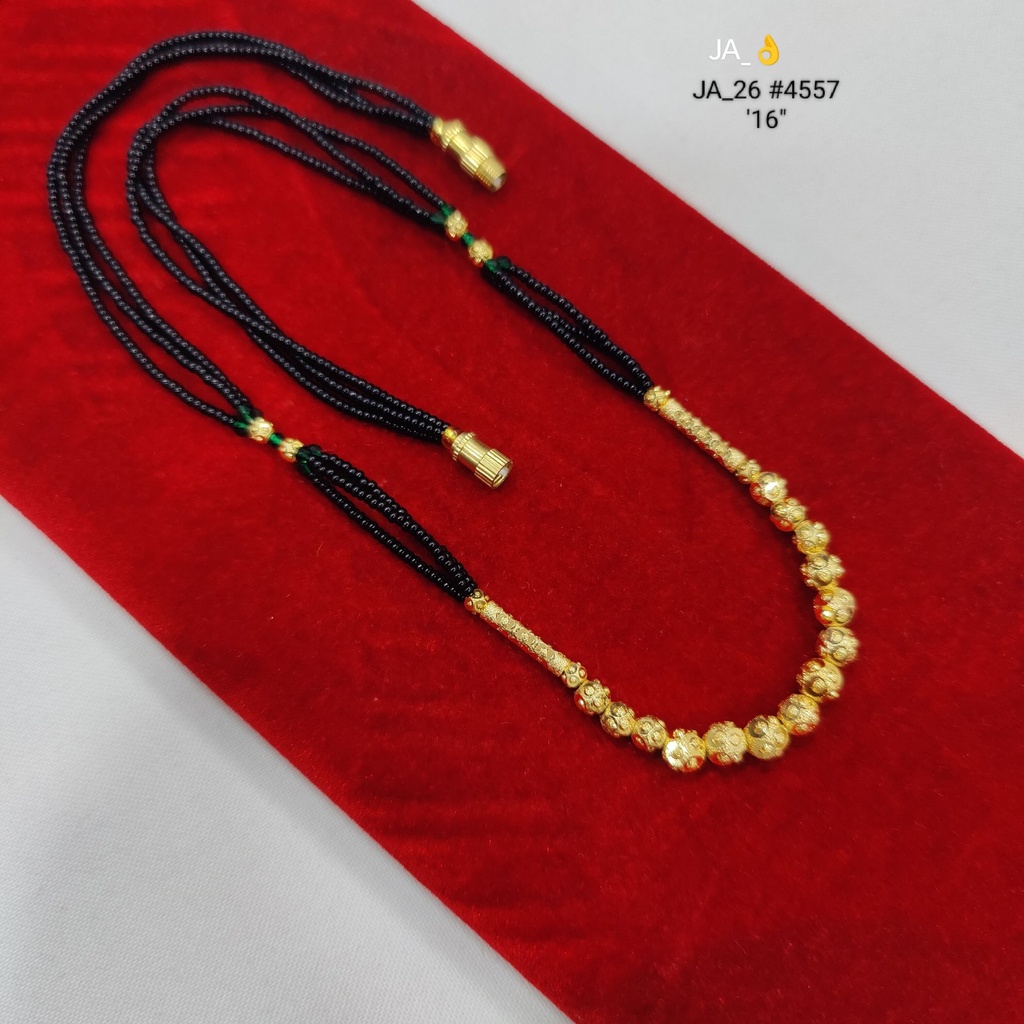 Gold Plated Black Beaded Mangalsutra DN-4557