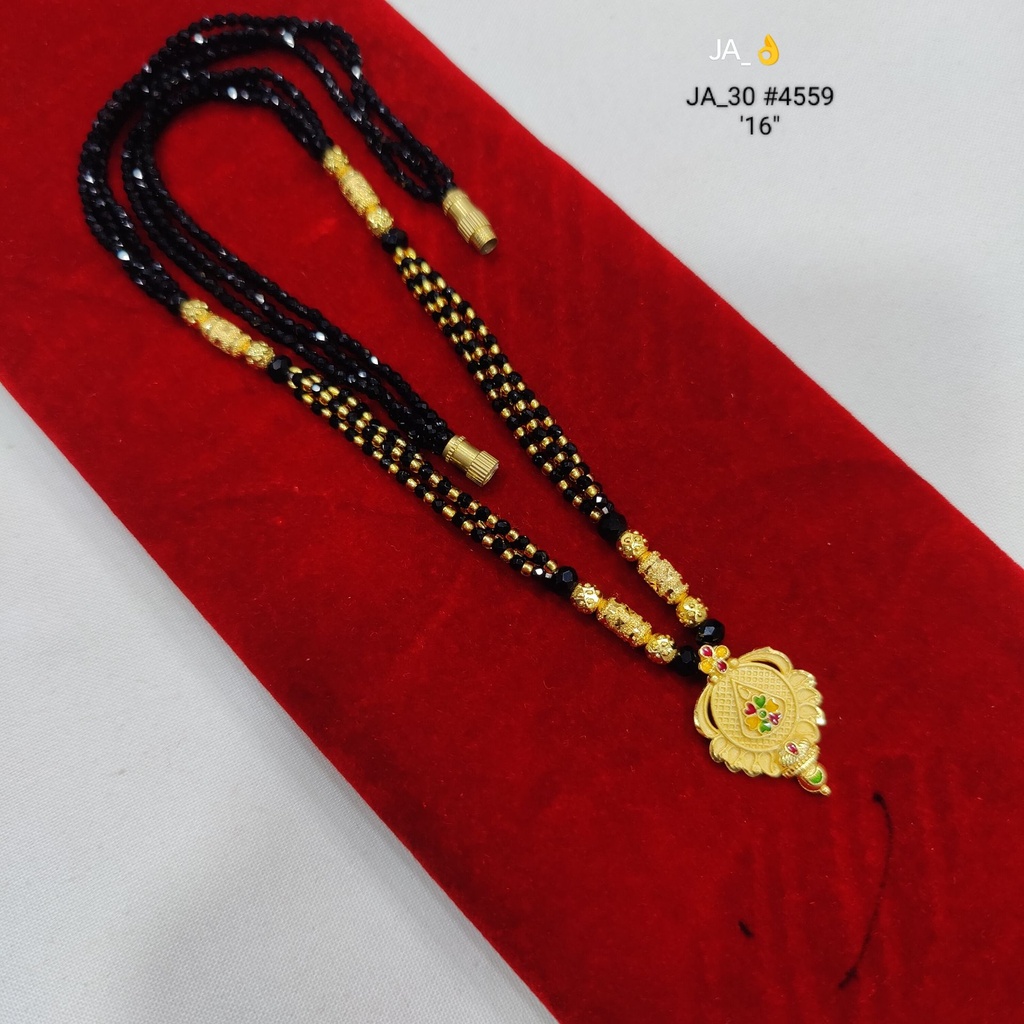 Gold Plated Black Beaded Mangalsutra DN-4559