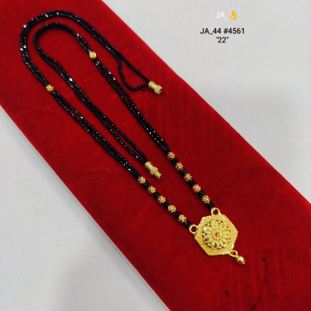 Gold Plated Black Beaded Mangalsutra DN-4561