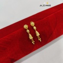 Gold Tone Textured Floral Drop Earrings with Tassel Chains DN-4685