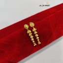 Gold Tone Layered Bell Drop Earrings with Floral Studs & Chain Tassels DN-4687