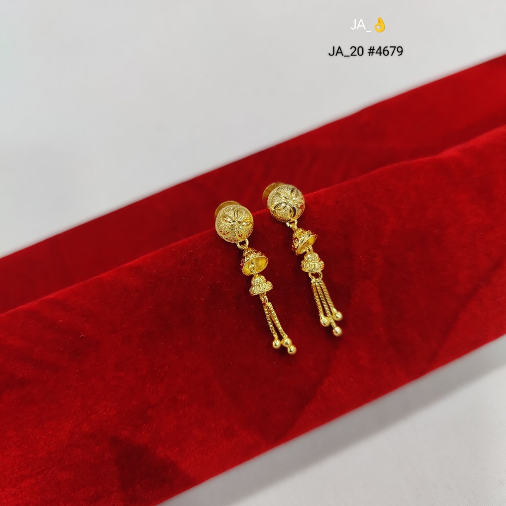 Gold Tone Floral Stud Long Earrings DN-4679