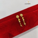 Gold Tone Floral Stud Long Earrings DN-4679