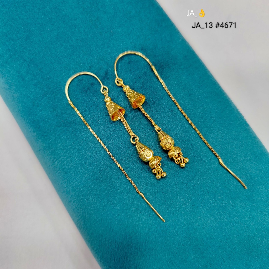 1 Gram Gold Plated Jhumka Chain Drop Earrings | DN-4671