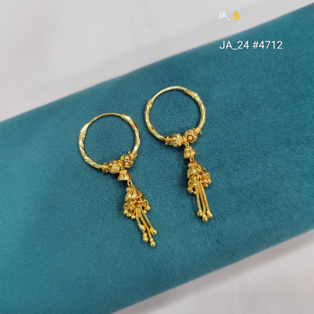 1 Gram Gold Plated Hoop Tassel Earrings | DN-4712