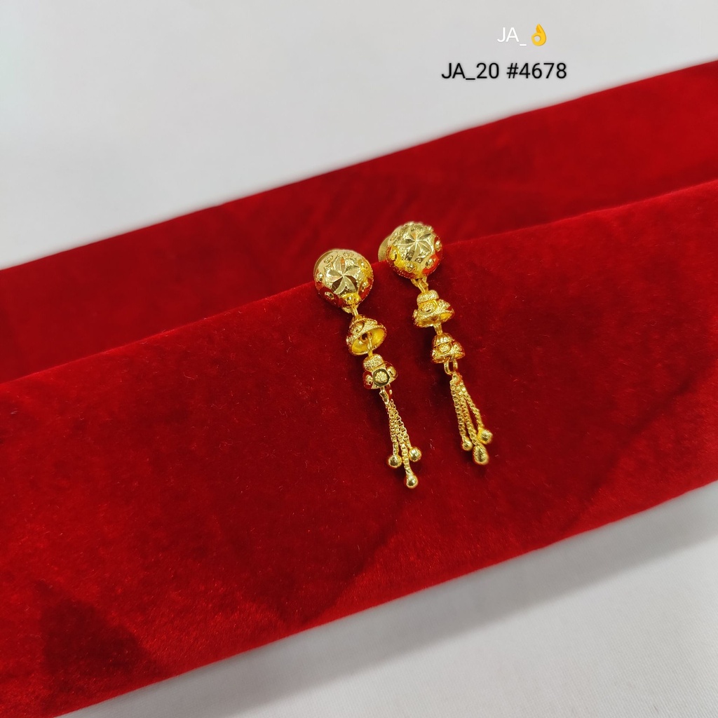 1 Gram Gold Plated Textured Jhumka Drop Earrings DN-4678