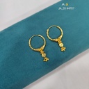 1 Gram Gold Plated Textured Hoop Earrings with Sunburst Drop DN-4707