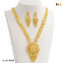 1 Gram Gold Plated Royal Long Necklace Set with Chandbali Earrings DN-2580
