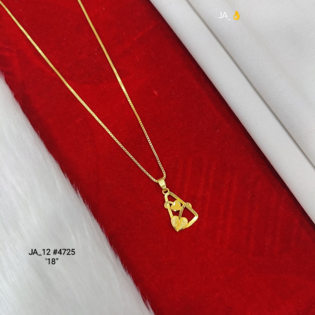 1 Gram Gold Plated Heart Design Pendant Chain | DN-4725