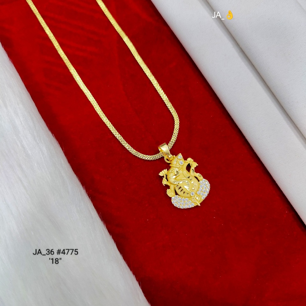 1 Gram Gold Plated Ganesh Pendant with 18-Inch Chain DN-4775