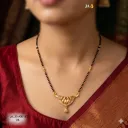 Traditional Gold Mangalsutra Pendant Necklace – Elegant Wing Curve Design DN-3018 "24"