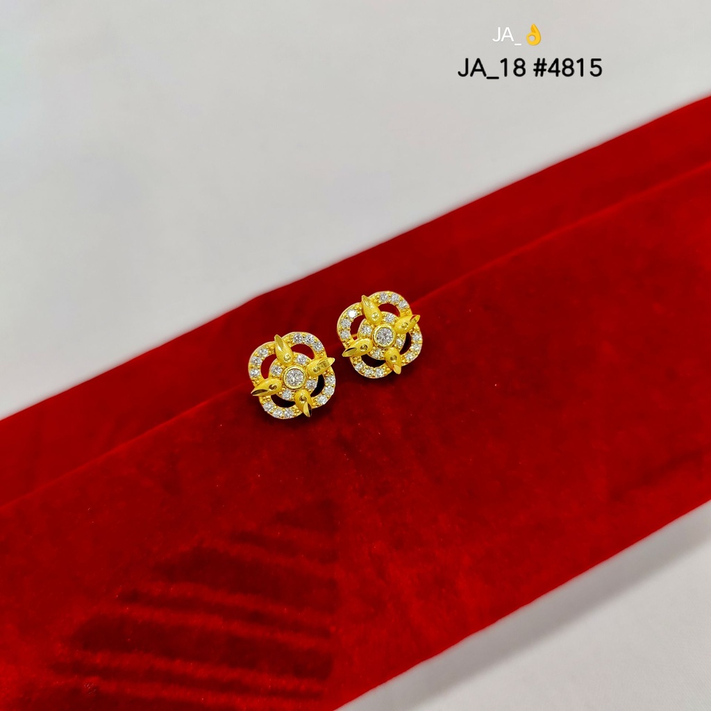 1gram Gold Plated Floral Stone Stud Earrings DN-4815