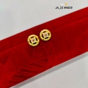 1 gram Gold Plated Round Red Stone Stud Earrings DN-4829