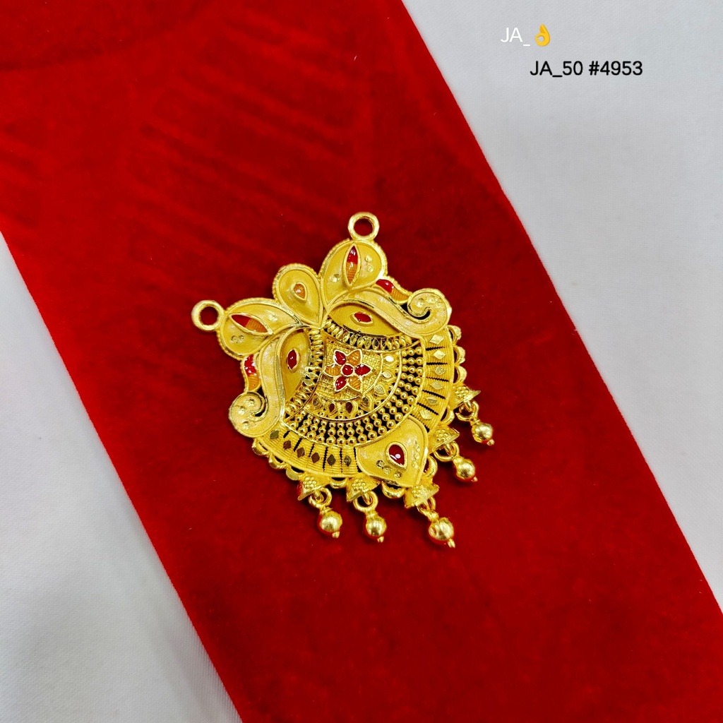 1gram Gold Plated Traditional Red Stone Pendant DN-4953