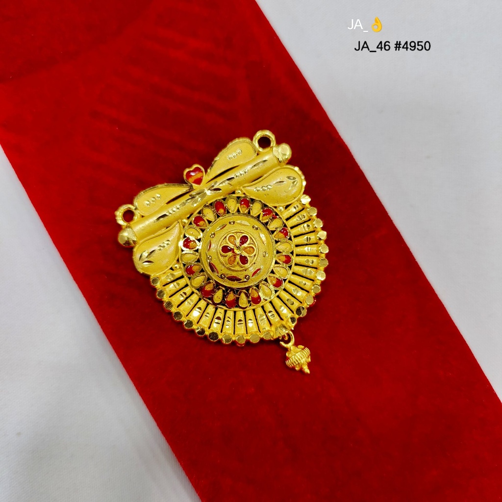 1gram Gold Plated Traditional Red Stone Pendant DN-4950