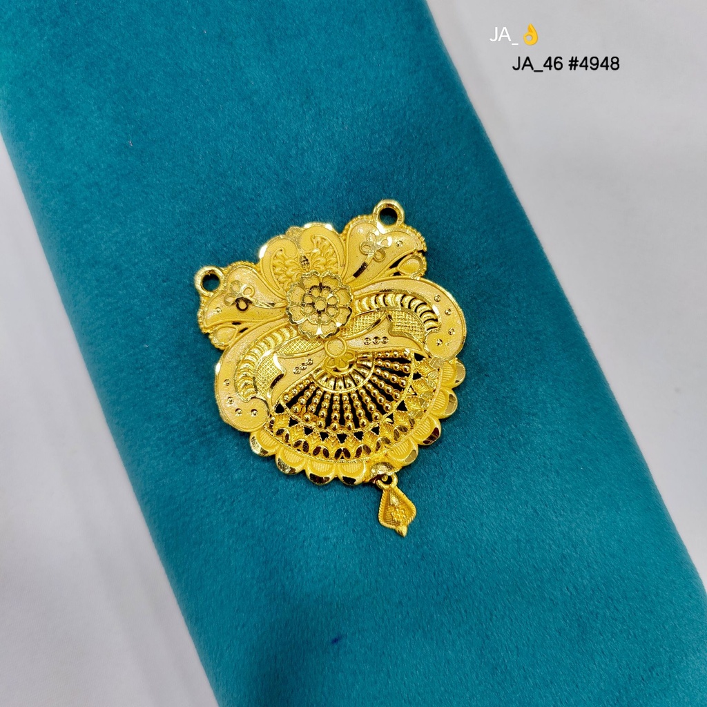 1 Gram Gold Plated Floral Red Stone Pendant DN-4948