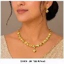 1 Gram Gold Plated Heart & Cube Design Necklace Set with Earrings DN-2550