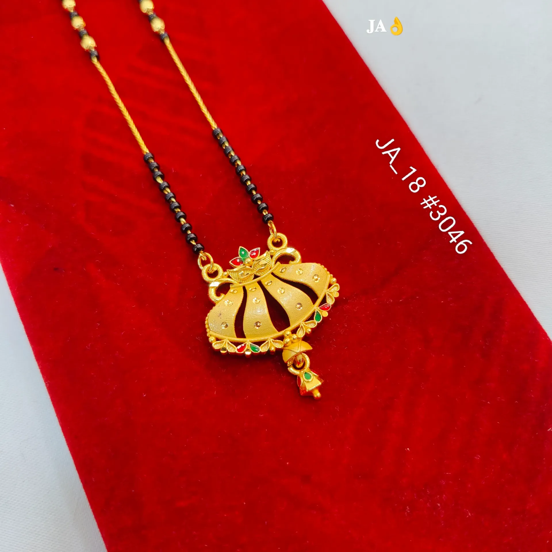 1 Gram Gold Plated Traditional Dome Pendant Mangalsutra DN-3046