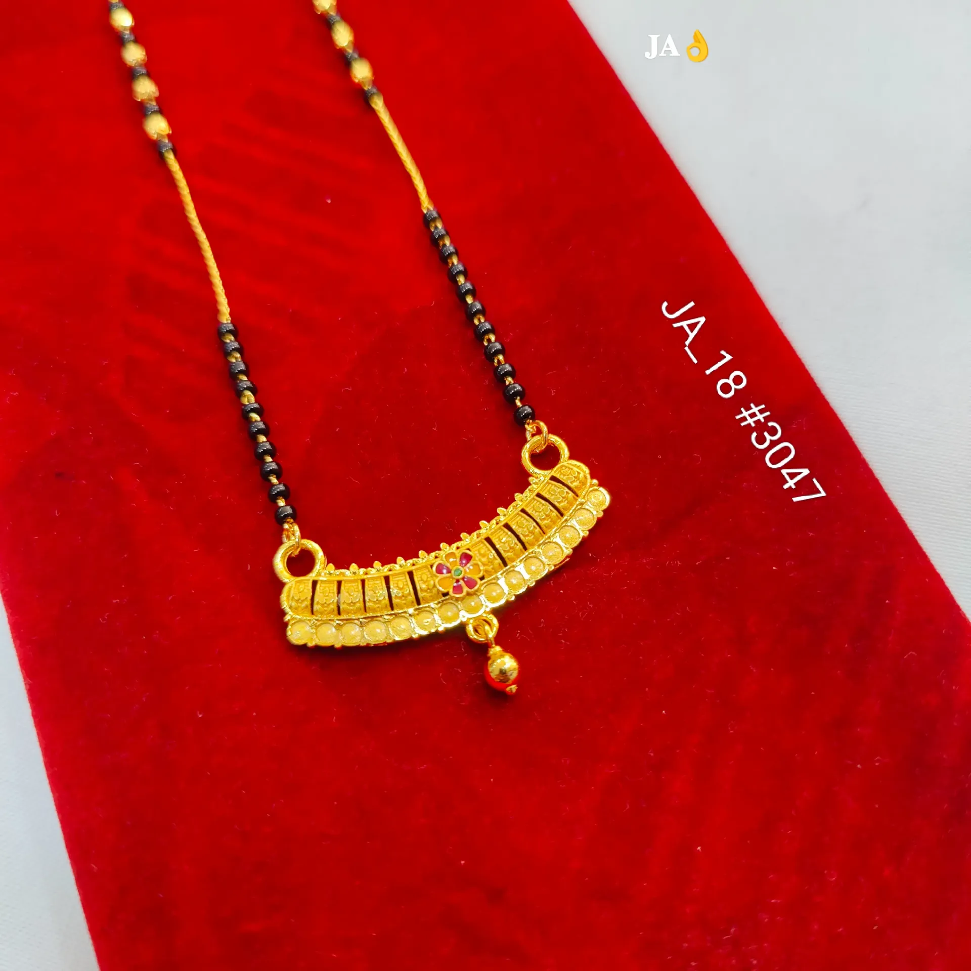 1 Gram Gold Plated Designer Stone Strip Mangalsutra DN-3047