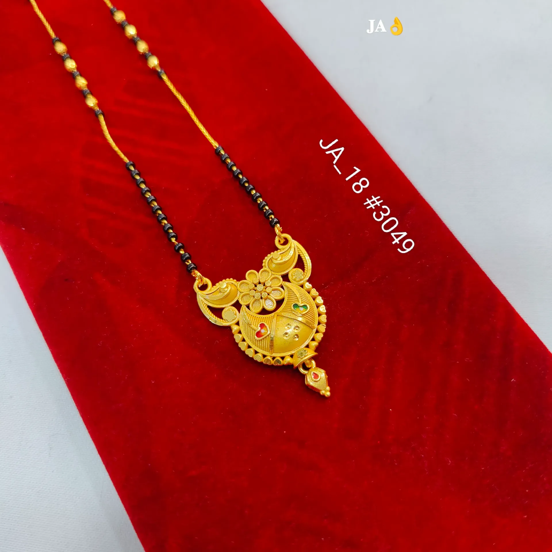 1 Gram Gold Plated Floral Round Designer Mangalsutra DN-3049